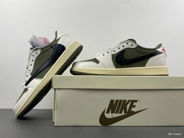 1st Kicks Shoes 1 OLIVE SCOTT OG MEDIUM JORDAN TRAVIS DM7866-200 X LOW AIR 0818